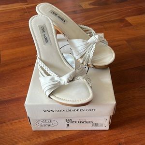 Steve Madden Size 9 Lizi White Leather Heels